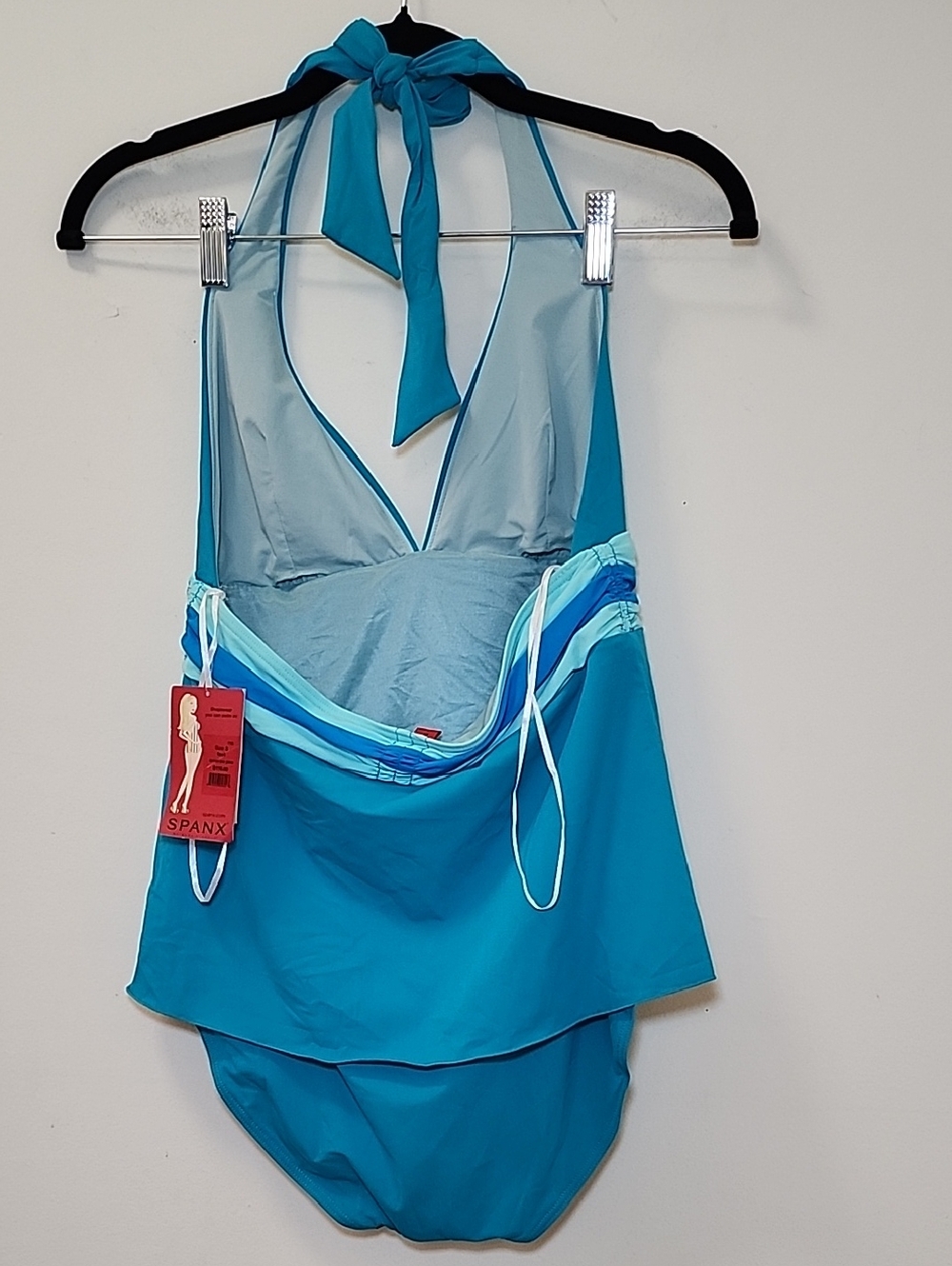 NWT Spanx  735 Tankini one piece Shapewear Swim slimming halter Teal 8 - Picture 8 of 16